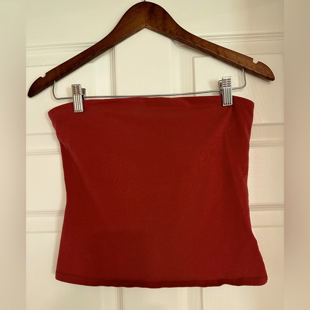 Express One Eleven Cropped Tube Top Brick Red Size medium Shelf Bra